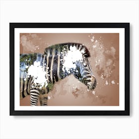 A Nice Zebra Art Illustration In A Photomontage Style 03 Art Print