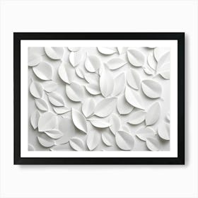 White Geometric Leaves 3d Tiles Texture Background Art Print