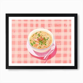 Pho Soup Pink Checkerboard 3 Art Print