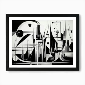 Transformation Abstract Black And White 8 Art Print