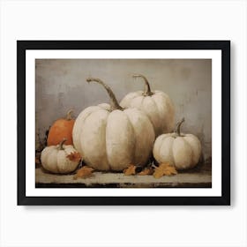 White And Orange Pumpkins, Oil Painting 3 Art Print