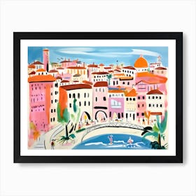 Florence Italy Cute Watercolour Illustration 3 Art Print