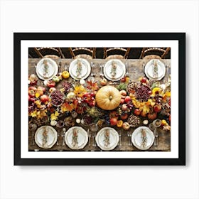 A Traditional Rustic Autumn Harvest Table Set For A Festive Gathering Sun Bleached Wooden Table Hig 1 Art Print