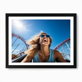 Adventure Enthusiast With Wind Tossed Hair Sun Kissed Face Standing At The Precipice Of A Gravity Art Print