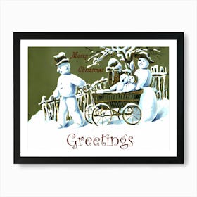 Snowman Family Wish You A Merry Christmas Art Print