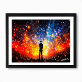 In Awe Of Universe - Man Under The Open Sky Art Print