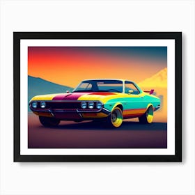 Retro Car Art Print