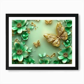 Emerald Green Butterflies Art Print