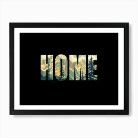 Home Poster Landscape Retro Illustration 5 Art Print