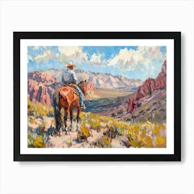 Cowboy In Red Rock Canyon Nevada 2 Art Print