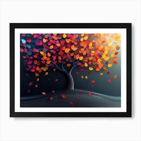 Colorful Tree With Leaves On Hanging Branches 3 Art Print