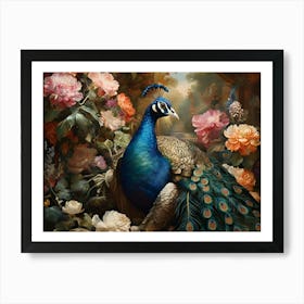 Peacock In The Garden Paintings Art Print Art Print