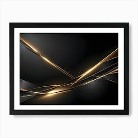 Gold And Black Abstract Background Art Print