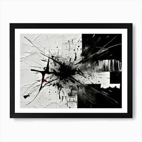 Chaos Abstract Black And White 10 Art Print