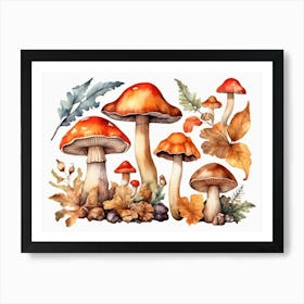 Autumn Mushrooms Art Print