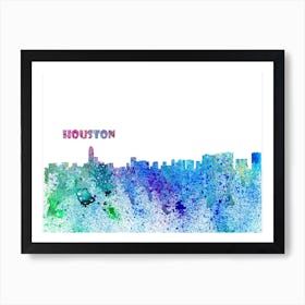 Houston Texas Skyline Splash Art Print