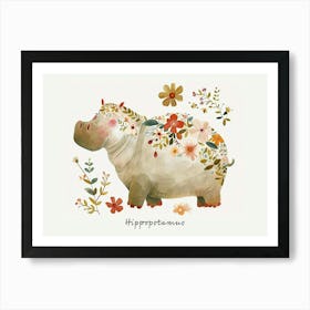 Little Floral Hippopotamus 2 Poster Art Print
