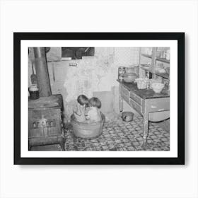 Children Taking Bath In Their Home In Community Camp, Oklahoma City, Oklahoma, See General Caption 21 By Art Print