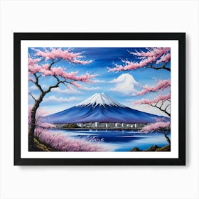 Cherry Blossoms In Mount Fuji Art Print