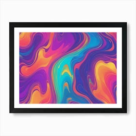 Abstract Background Featuring A Swirling, Dynamic Design In Shades Of Purple, Orange, Blue, And Yellow Art Print