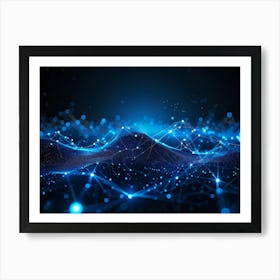 Abstract Digital Art Representing A Futuristic Ai Connection Network Datum Streams Intertwining In (3) Art Print