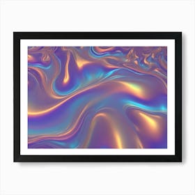 Abstract Image Of Swirling, Fluid Colors In Shades Of Purple, Blue, And Orange, Creating A Mesmerizing And Iridescent Visual Effect Art Print