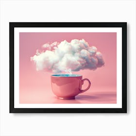 Pink Coffee Cup With Clouds Art Print