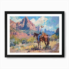 Cowboy In Zion National Park Utah 1 Art Print