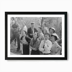 Tourists Looking For Indian Hieroglyphic Pointed Out By Ranger, Mesa Verde National Park, Colorado By Russell Lee Art Print