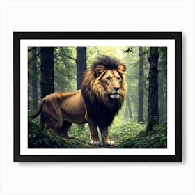 Lion In The Forest Art Print