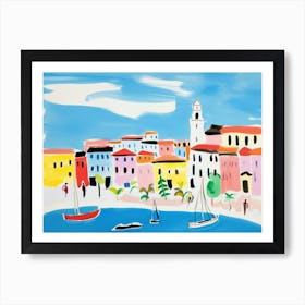 Livorno Italy Cute Watercolour Illustration 2 Art Print