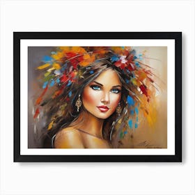 Woman With Flowers In Her Hair Art Print