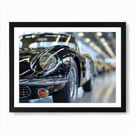 Black Retro Sportscar Art Print