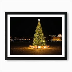 Christmas Tree Illuminated Season Home Background Holiday Merry Magic Fire Celebration Hou (23) Art Print