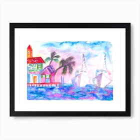 Key West Pier With Boats Art Print