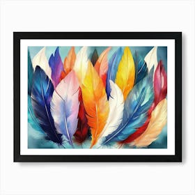 3d Hand Painted Watercolor Feathers Art Print