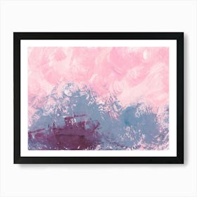 Minimal Abstract In Pink And Gray - contemporary modern hand painted office hotel living room Art Print