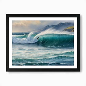 Surfer Riding A Wave Art Print