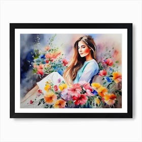 Girl Among Flowers 13 Art Print