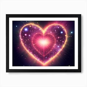 A Colorful Glowing Heart On A Dark Background Horizontal Composition 93 Art Print