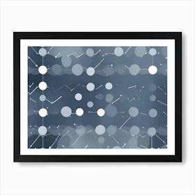 An Abstract Geometric Pattern Featuring Circles And Lines, With A Soft, Muted Blue Color Scheme, Representing Technology, Data, And Connection Art Print