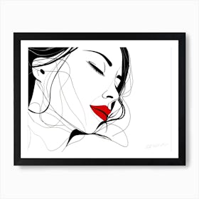 Woman Feels Beautiful - Woman With Red Lips Art Print