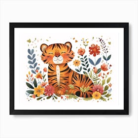 Little Floral Tiger 1 Art Print