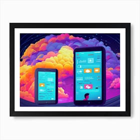 Cloudy Sky Future Of Mobile Applications Development In Colorful Dreaming Life Art Print