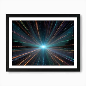 Abstract Image Of A Bright, Glowing Light Emanating From A Central Point, Resembling A Starburst Or A Light Speed Effect Art Print