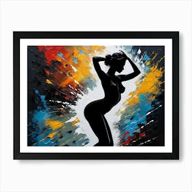  Oil Painting SilhouetteNaked Woman  with abstract background - Acrylic oil painting  #7 Art Print