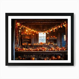 A Traditional Rural Barn Decked Out For An October Thanksgiving Festival Nostalgic Wooden Beams Glo (4) 1 Art Print