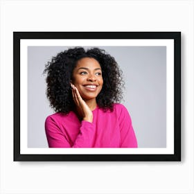 African American Female With A Cheerful Smile Ripples Of Satisfaction Etched Within Her Thoughtful (3) Art Print