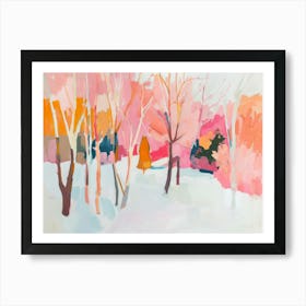 Pink Trees In The Snow Art Print