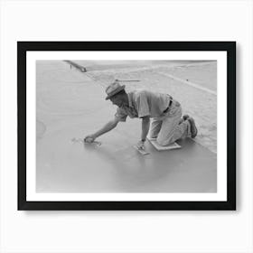 Smoothing Concrete Floor At Migrant Camp Under Construction At Sinton, Texas By Russell Lee Art Print